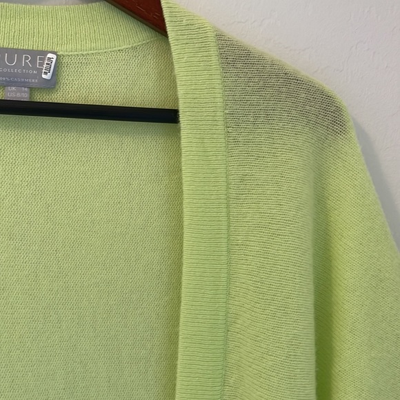 Pure Collection Cashmere Sweater Cardigan Women’s Size 8/10 Medium Chartreuse - Picture 6 of 11